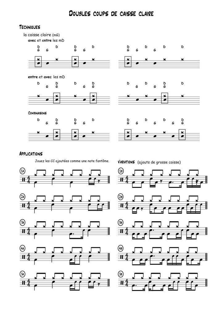 Extrait partition du Livre de La Batterie, volume 2 : Doubles coups de caisse claire