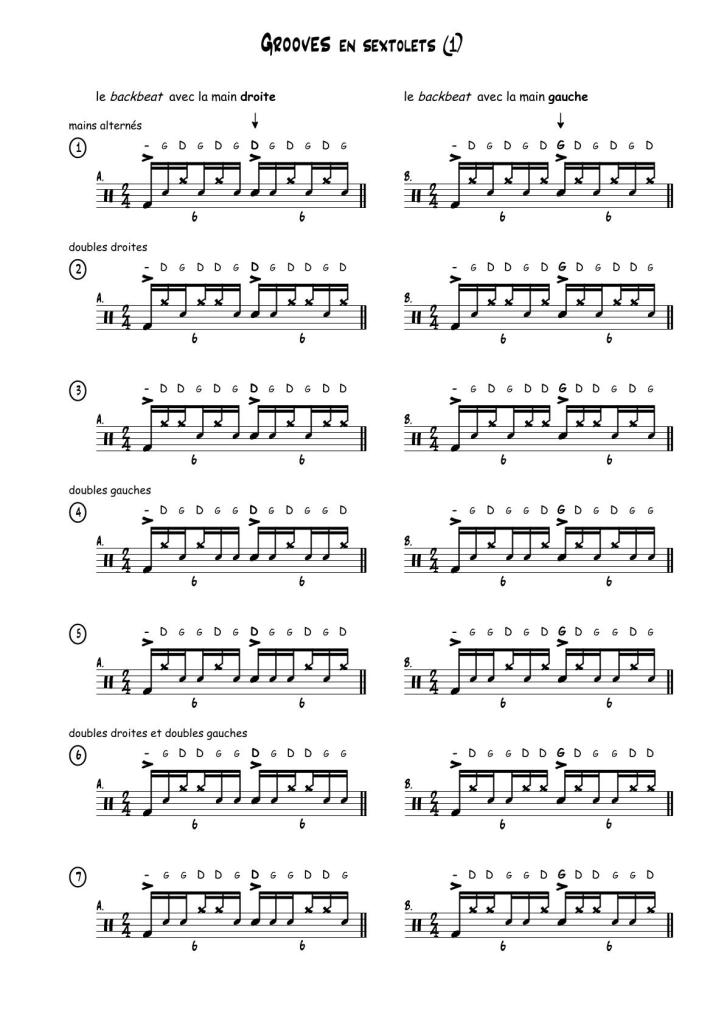 Extrait du Livre de La Batterie, volume 5 : Grooves en sextolets